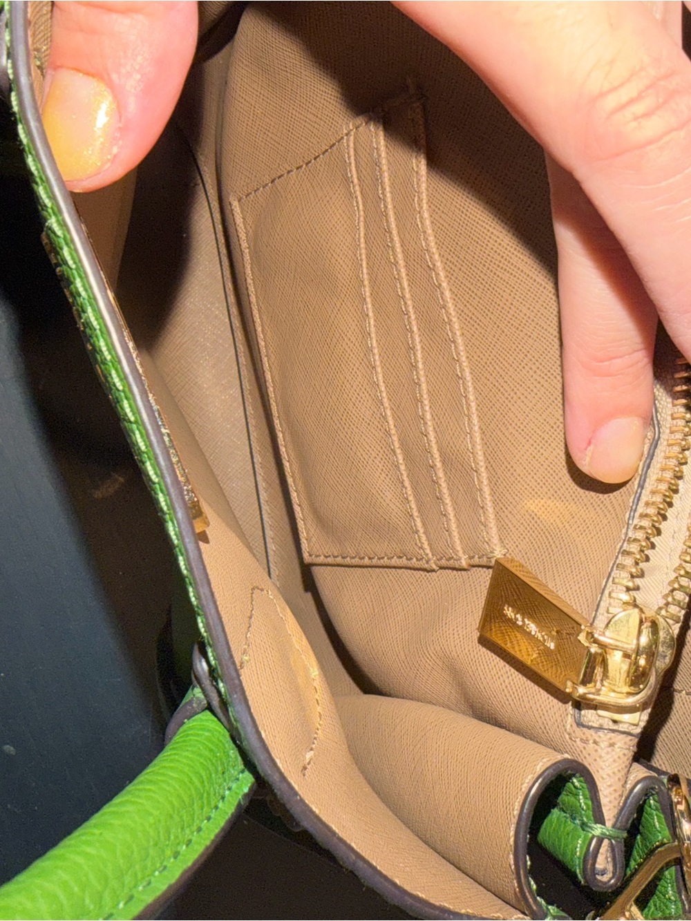 Michael Kors Green Mercer Pebbled Leather Mini Satchel with Crossbody Strap - Picture 6 of 7